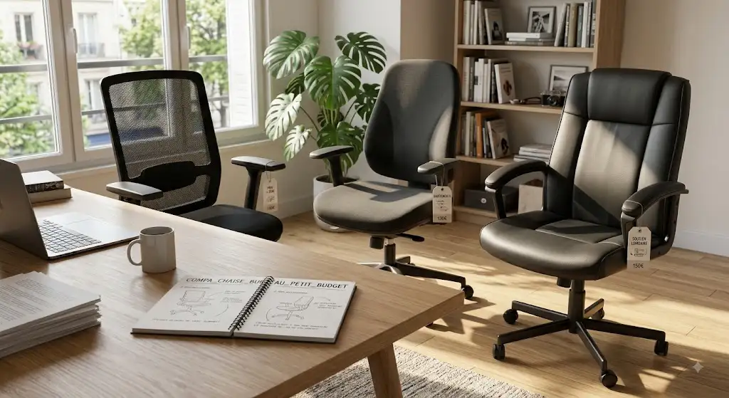 Illustration comparative pour trouver la meilleure chaise de bureau moins de 150 euros