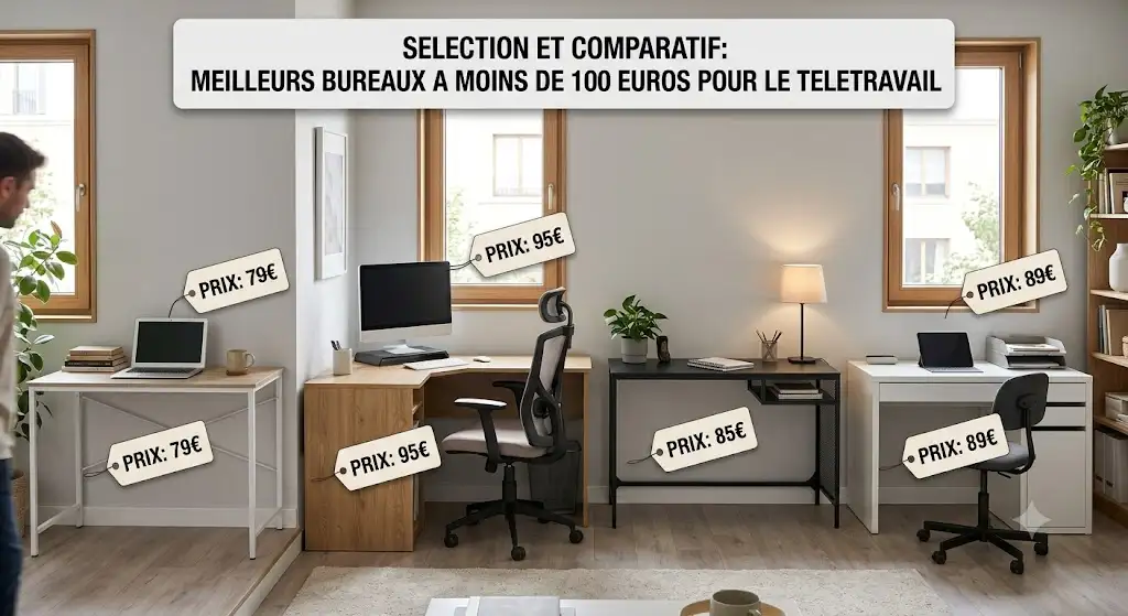 Sélection et comparatif visuel des meilleur bureau moins de 100 euros pour le télétravail