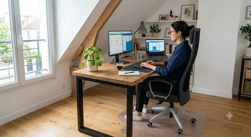 Avis complet sur une chaise de bureau ikea avis ergonomique installée dans un espace de télétravail moderne