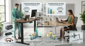 Comprendre la différence de prix entre un bureau électrique vs bureau manivelle motorisé ou manuel.