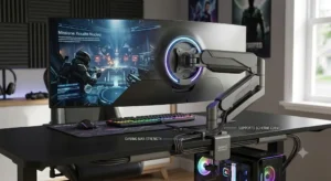 Braccio per monitor ad alta resistenza adatto a schermi curvi e monitor da gaming