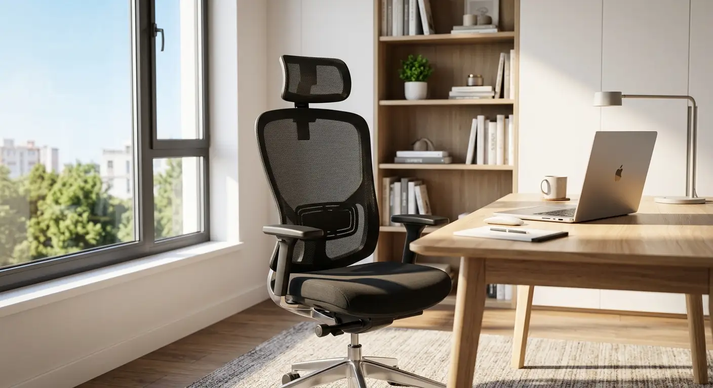 Professionista lavora alla scrivania utilizzando la migliore sedia ergonomica per sostenere la postura
