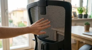 Schienale traspirante in tessuto a rete di una sedia ergonomica economica per ufficio