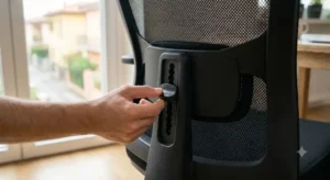 Dettaglio del supporto lombare regolabile di una sedia ergonomica sotto i 200 euro